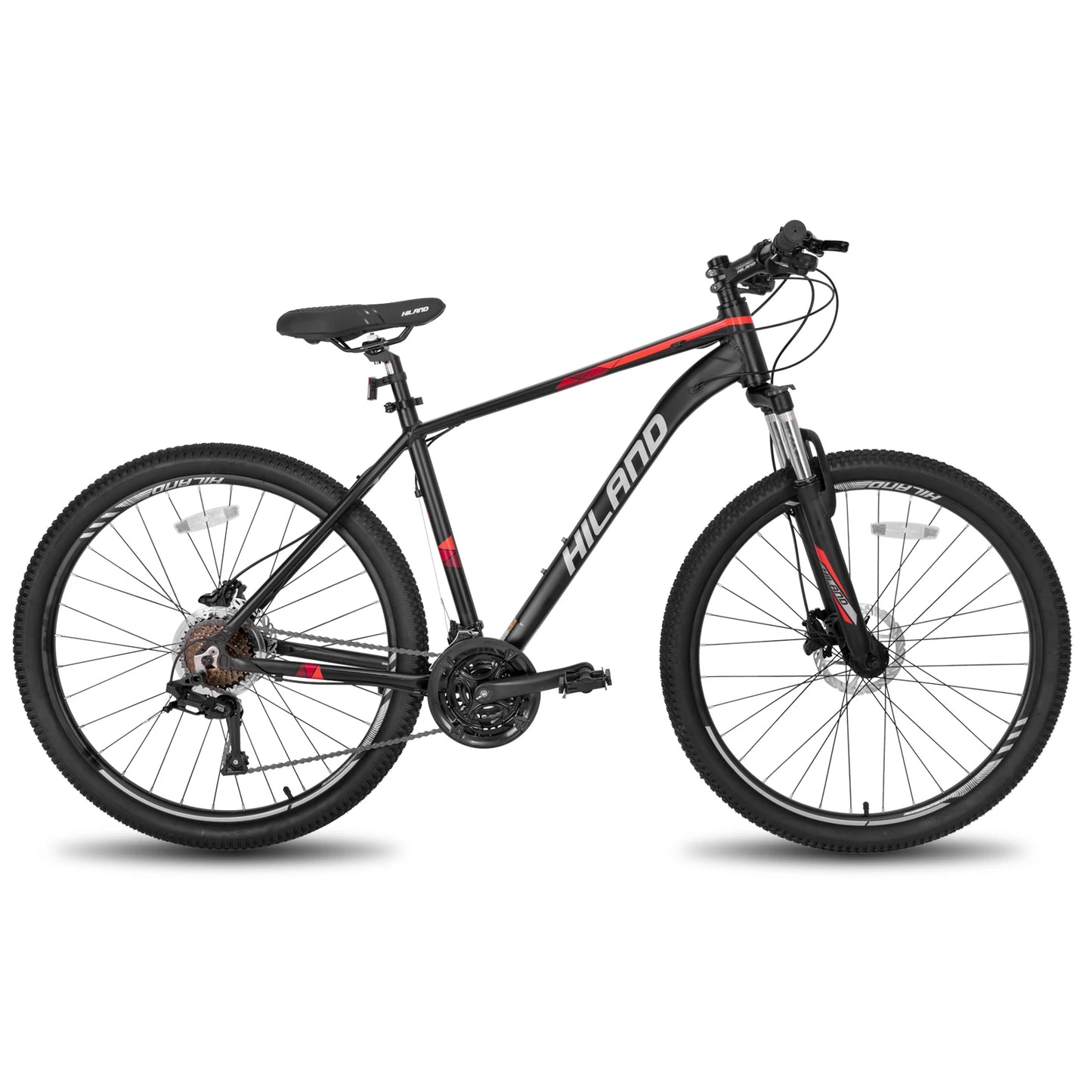 Hiland Aluminum Mountain Bike 21 Speeds, Hydraulic Disc-Brakes, Lock-Out Suspension Fork, 27.5 inch Wheel, Bike for Men Mens