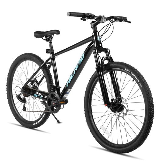 HILAND 26 inch aluminum alloy mountain bike for men and women, 21 speed bike with mechanical disc brakes, front suspension fork