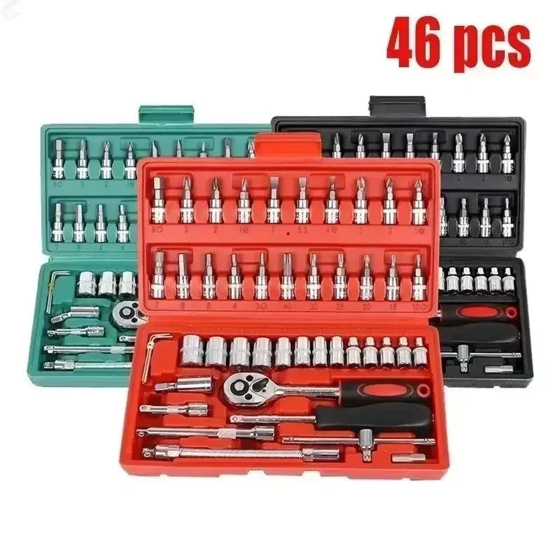 vxx For Good 53/46 Piece 1/4-Inch Mechanics Tool Kit With Quick-Release Ratchet Screwdriver Kit Extension  Manual Use On Automob