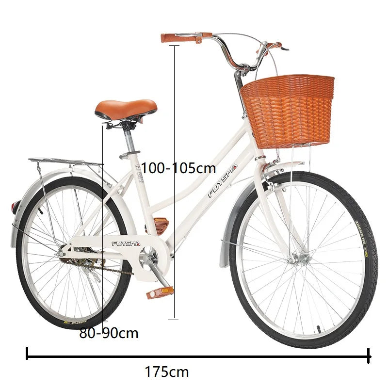 Cooya Adult Bike Women's Commuter Bike 26inch Lightweight Retro College Student Campus Bike Commuting Bike Inflatable Black Tire