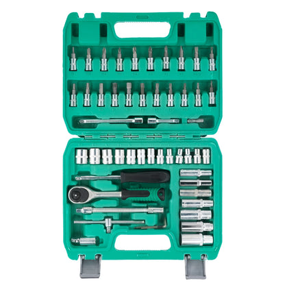 53Pcs Ratchet Wrench Toolbox 1/4 Inch Drive Socket Set Car Repair Hardware Tool Kit Screwdriver Combination Auto Repair Tool