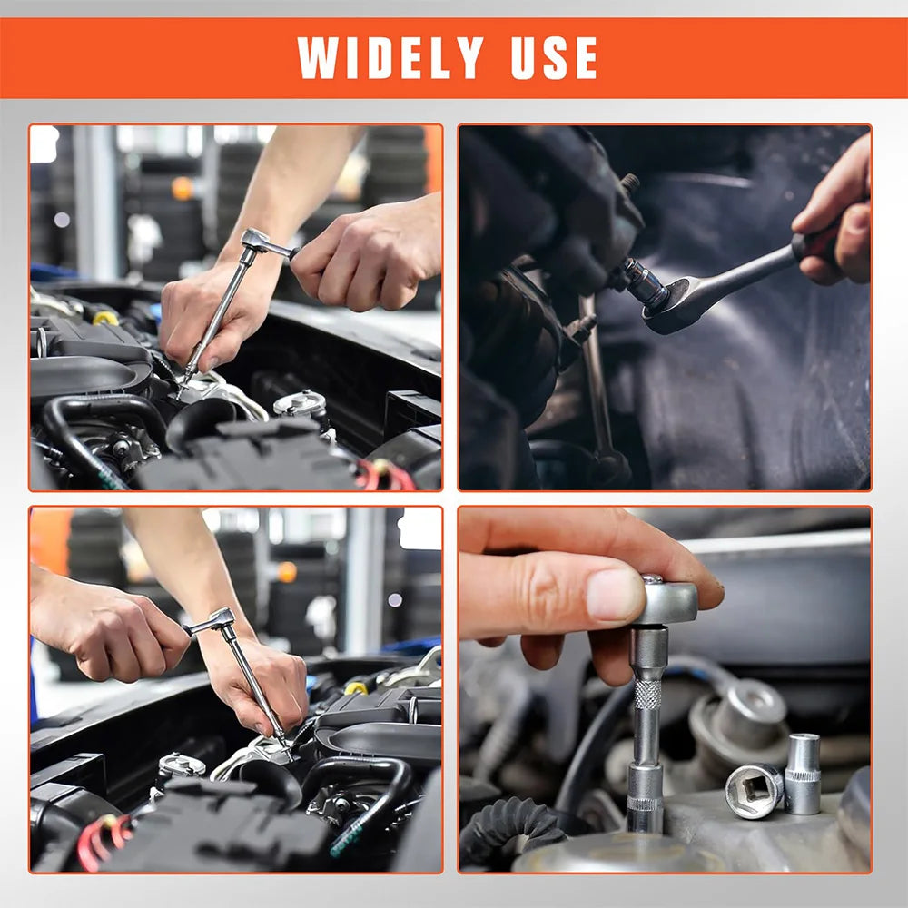 Motorsi 53PCs Car Repair Tool Kit Ratchet Torque Wrench Combo Auto Repairing Set With Bit Socket Set Metric Extension Bar