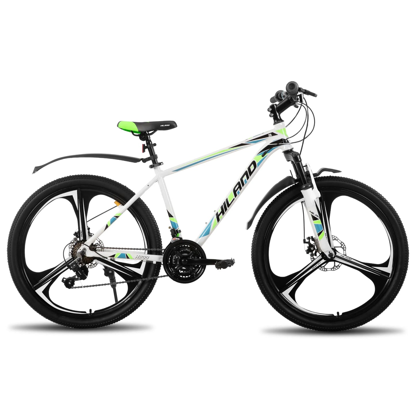 HILAND Mountain Bike, 3 Spokes, 18 Speeds Drivetrain, Aluminum Frame 26 Inch Wheels, Disc-Brake Bike for Men Women Men's MTB