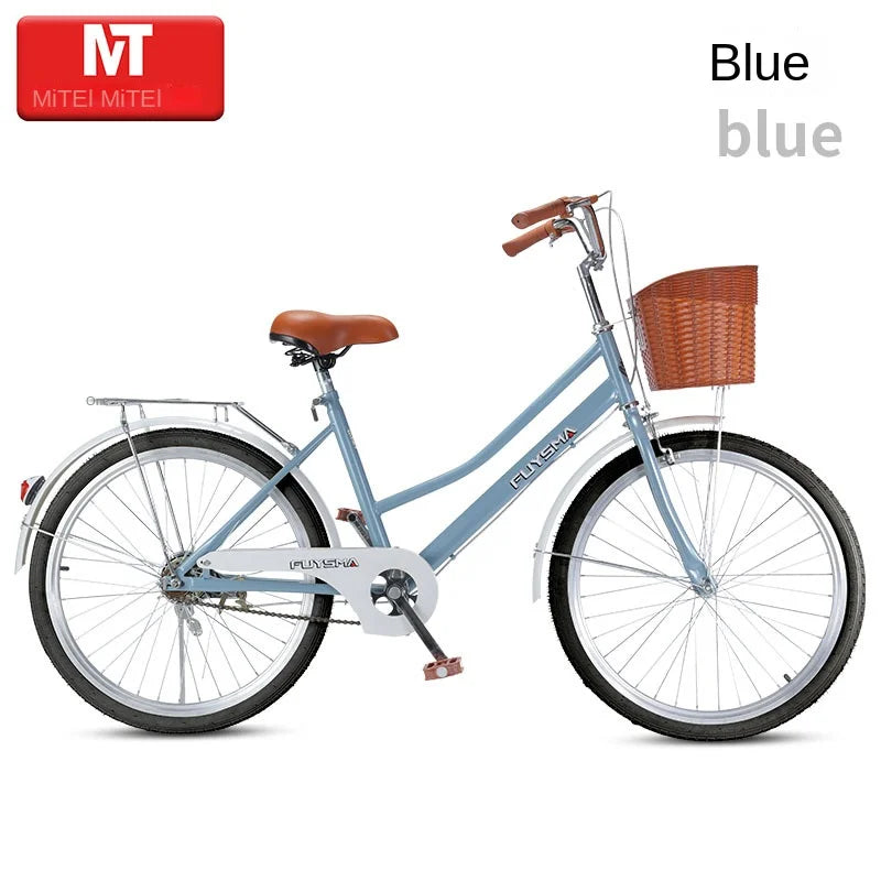 Cooya Adult Bike Women's Commuter Bike 26inch Lightweight Retro College Student Campus Bike Commuting Bike Inflatable Black Tire