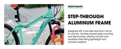 HILAND 26 27.5Inch Mountain Bike for Women Girl, 21 Speed with Suspension Fork, Aluminum Frame MTB, Adult Ladies Bike