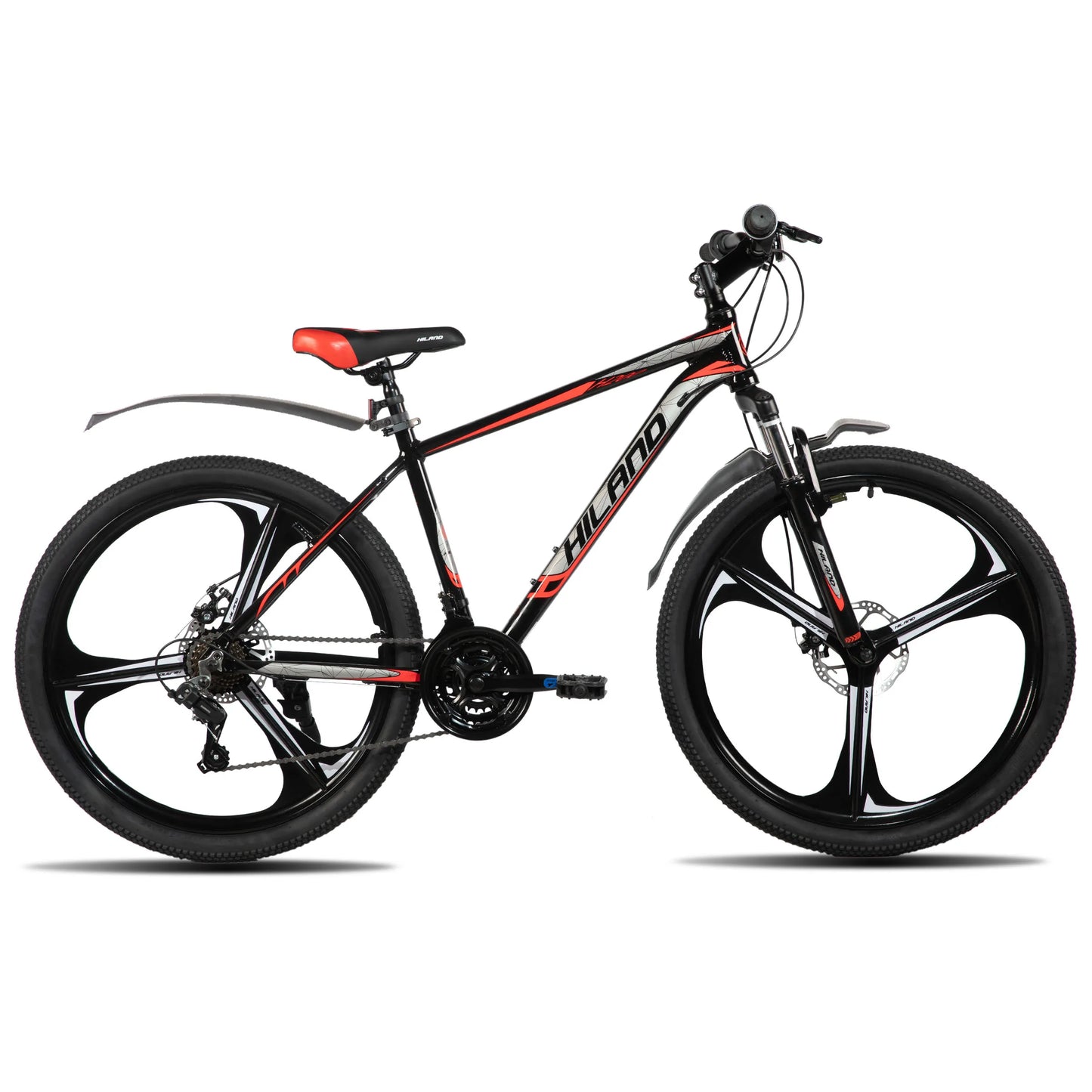 HILAND Mountain Bike, 3 Spokes, 18 Speeds Drivetrain, Aluminum Frame 26 Inch Wheels, Disc-Brake Bike for Men Women Men's MTB