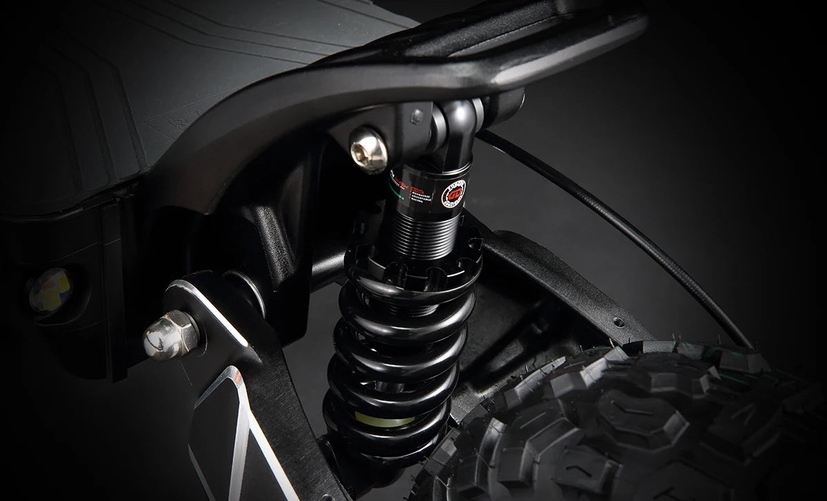 Dual 3000W motors deliver a staggering 6000W peak output, propelling the scooter to a top speed of 85 km/h