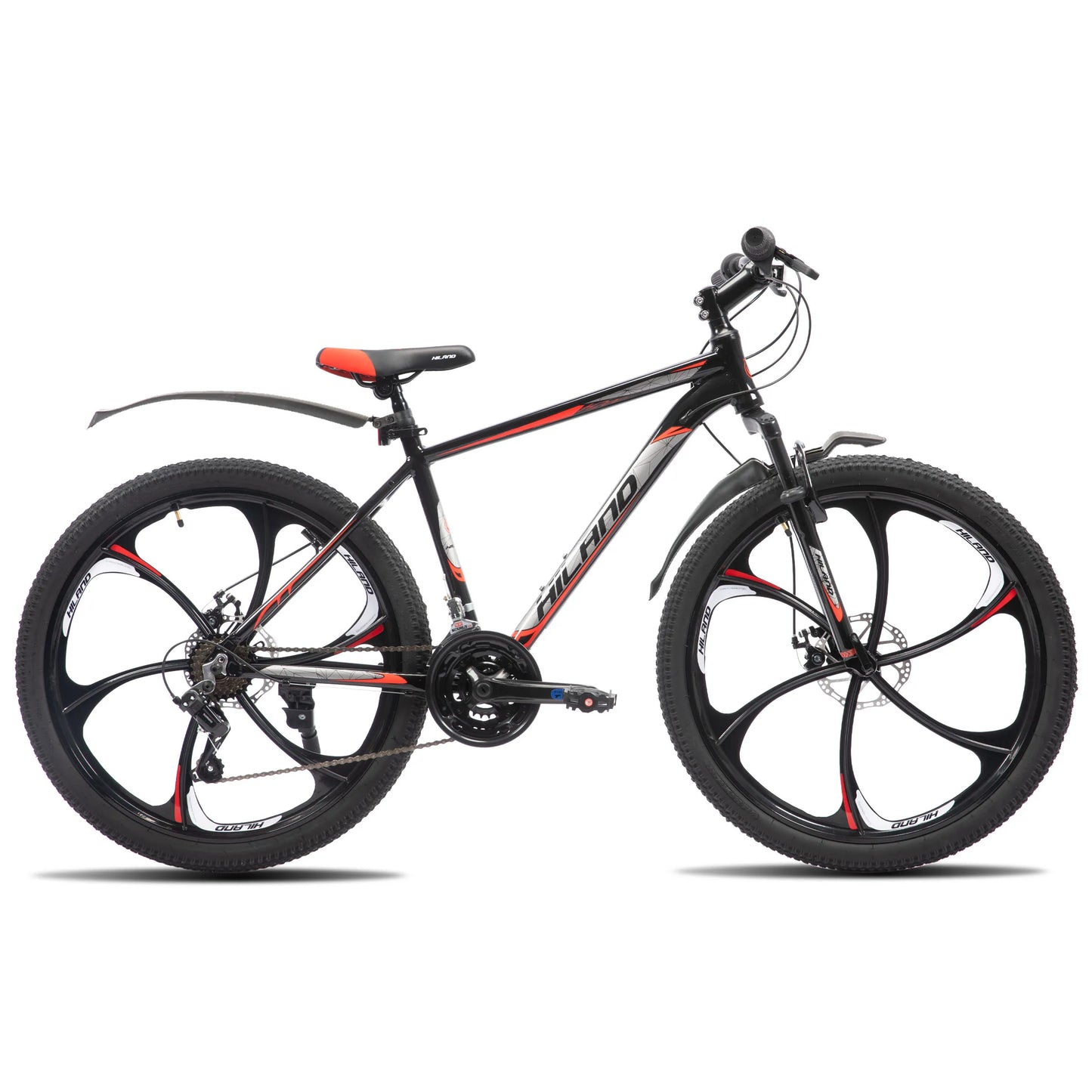 HILAND Mountain Bike 6 Multi-Spokes,18 Speeds Drivetrain, Aluminum Frame 26 Inch Wheels, Disc-Brake Bike for Men Women Men's MTB