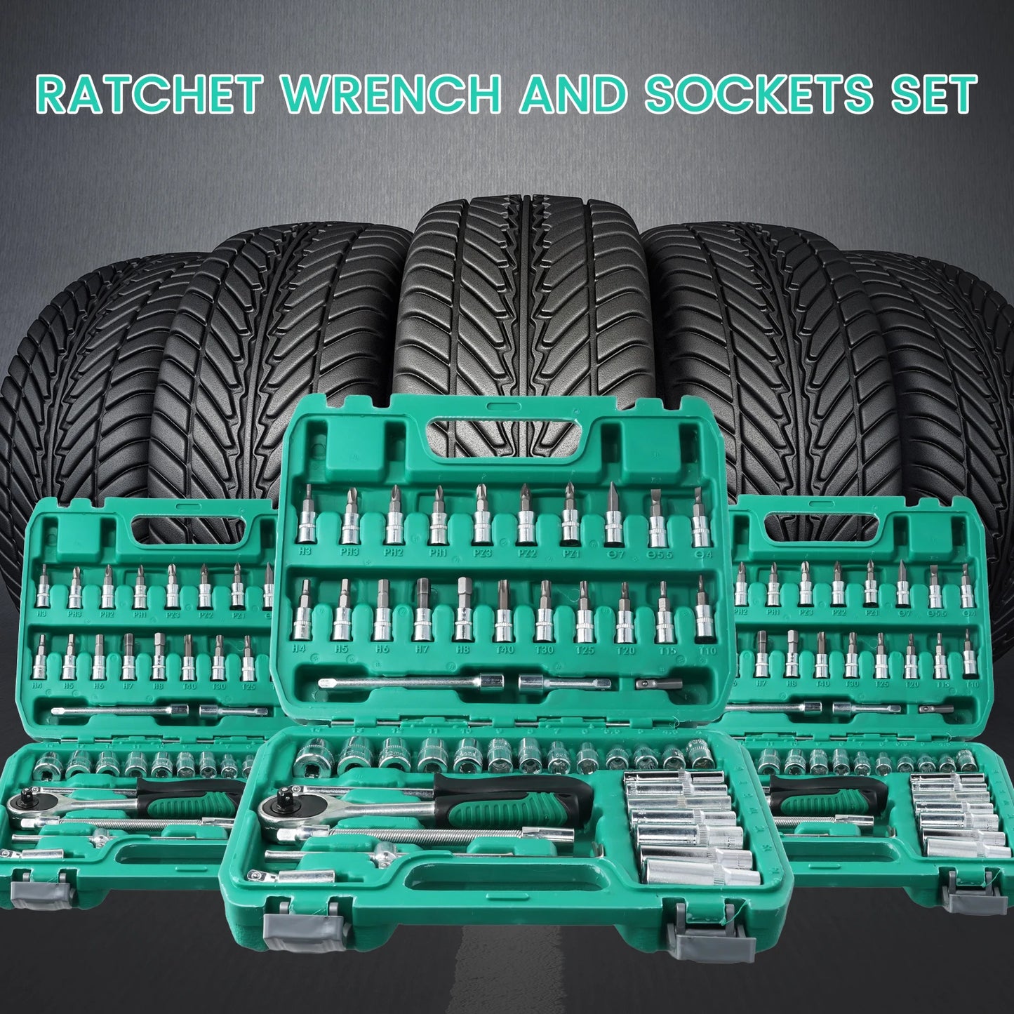 53Pcs Ratchet Wrench Toolbox 1/4 Inch Drive Socket Set Car Repair Hardware Tool Kit Screwdriver Combination Auto Repair Tool