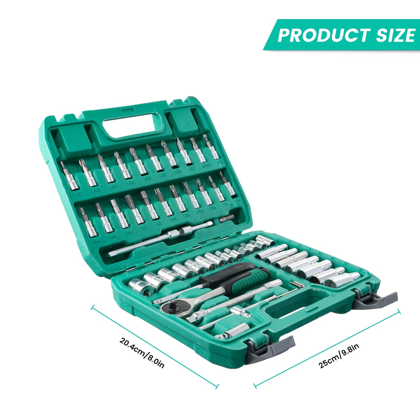 53Pcs Ratchet Wrench Toolbox 1/4 Inch Drive Socket Set Car Repair Hardware Tool Kit Screwdriver Combination Auto Repair Tool