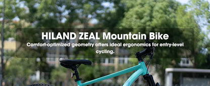 HILAND 26 inch aluminum alloy mountain bike for men and women, 21 speed bike with mechanical disc brakes, front suspension fork