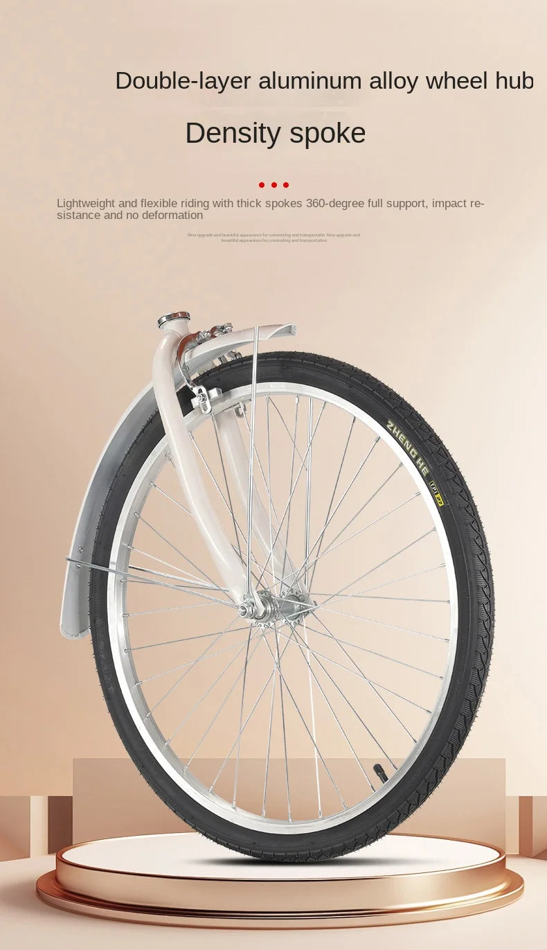 Cooya Adult Bike Women's Commuter Bike 26inch Lightweight Retro College Student Campus Bike Commuting Bike Inflatable Black Tire