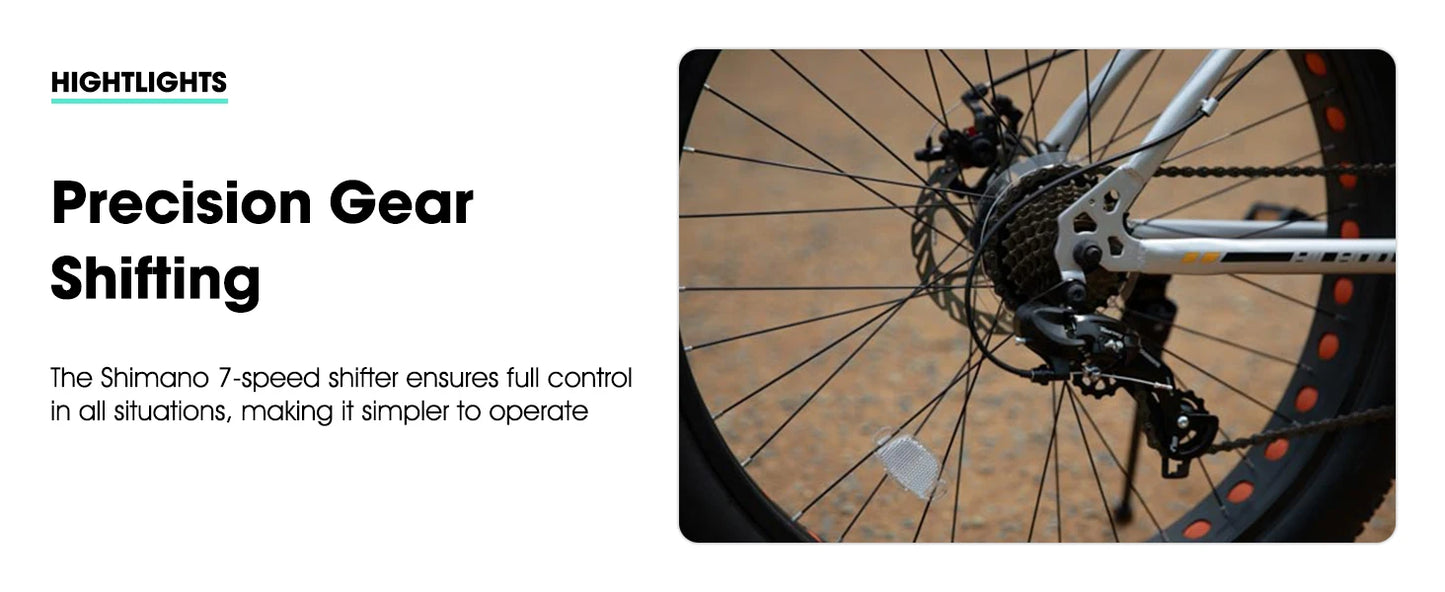 Hiland 20 Inch Kids' Bicycles Fat Tire Mountain Bike for  Age 5 + Years, Shimano 7-Speed, Dual-Disc Brake,Kids BeachBicycle