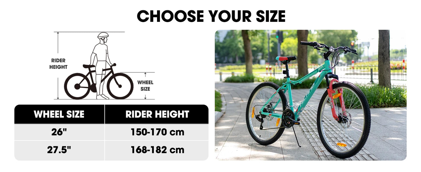 HILAND 26 27.5Inch Mountain Bike for Women Girl, 21 Speed with Suspension Fork, Aluminum Frame MTB, Adult Ladies Bike