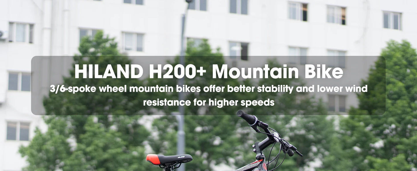 HILAND Mountain Bike, 3 Spokes, 18 Speeds Drivetrain, Aluminum Frame 26 Inch Wheels, Disc-Brake Bike for Men Women Men's MTB