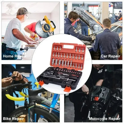 vxx For Good 53/46 Piece 1/4-Inch Mechanics Tool Kit With Quick-Release Ratchet Screwdriver Kit Extension  Manual Use On Automob