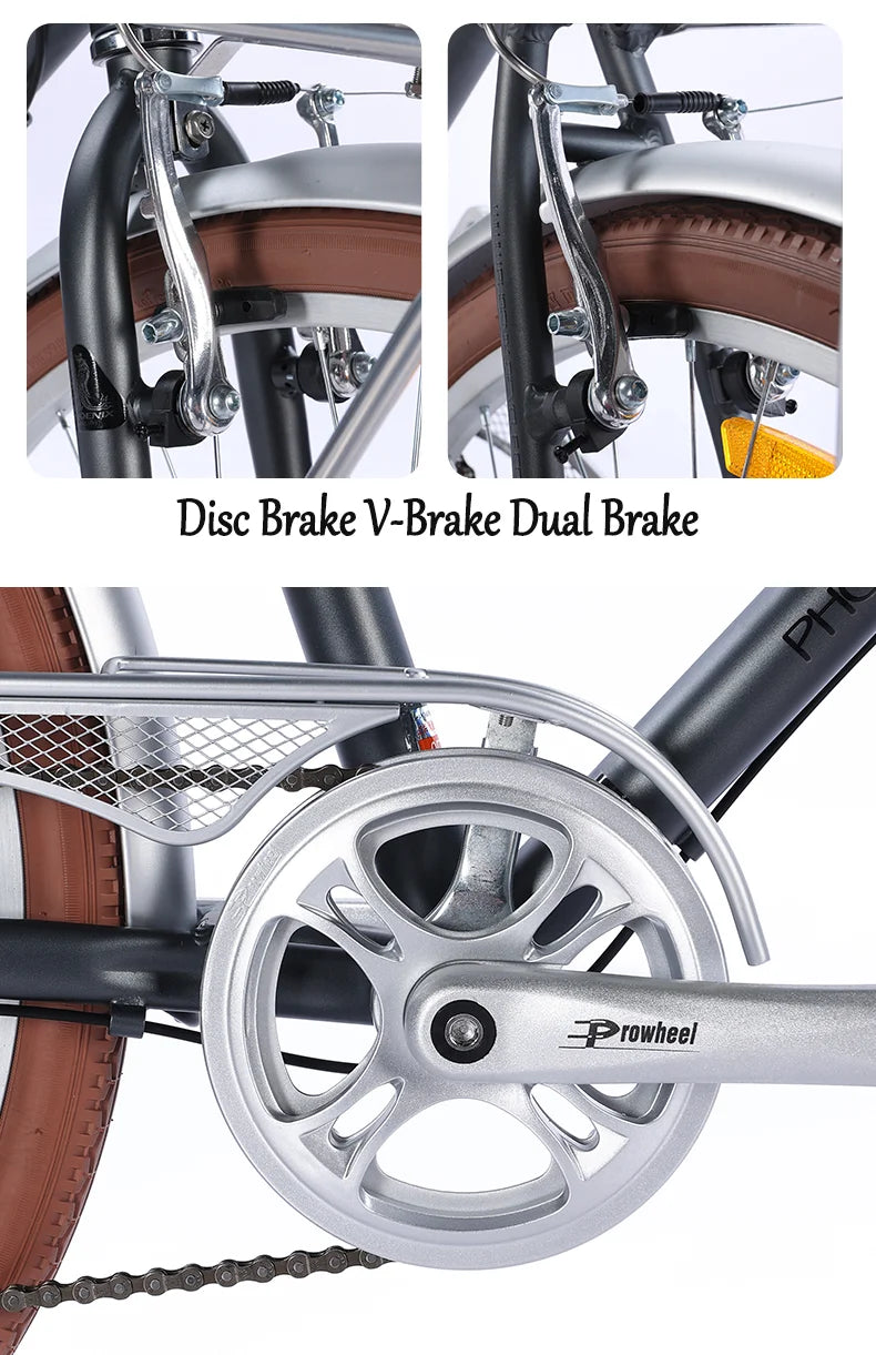 Bicycle with Variable Speed for Men and Women, Urban Commuting Bike, Cycling Bike, 7-Speed, Retro Style, 26 in