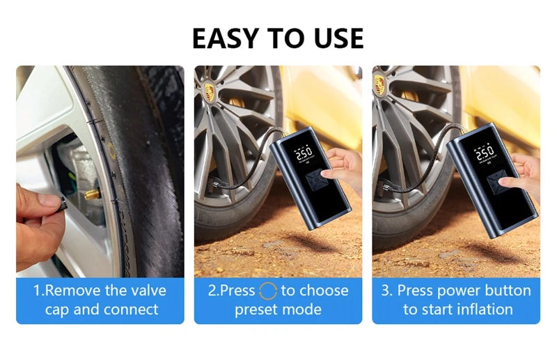 LEIBOO Wireless Air Pump 150psi Portable Electric Tire Inflator For Car Bicycle Motorcycle Mini Air Compressor Tire Air Injector