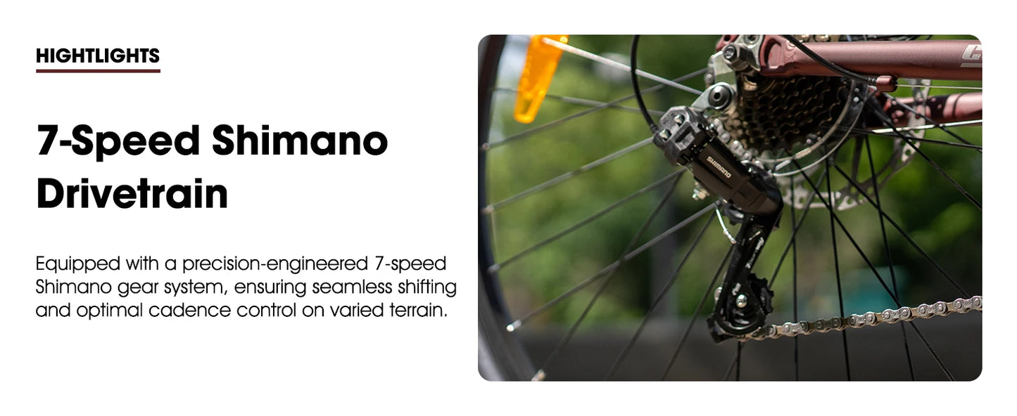 Hiland 700C Men's and Women's Road Bike, Lightweight Aluminum Frame, 7-Speed Dual Disc Brake Racing, 28-Inch Commuter Road Bike