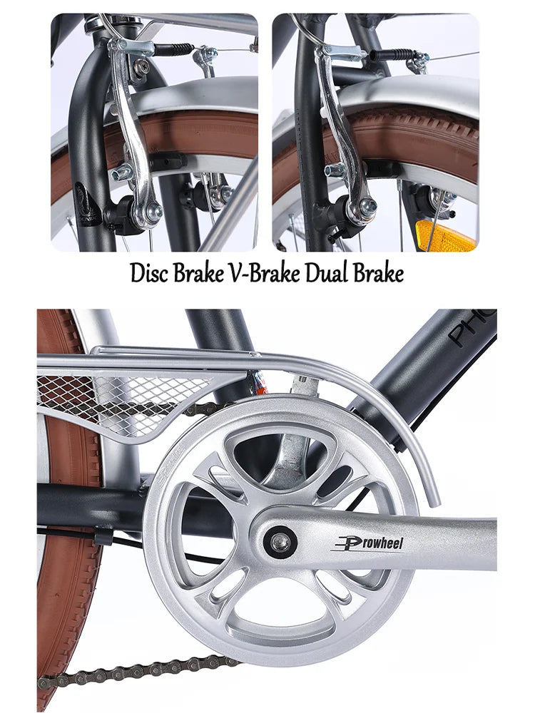 Bicycle with Variable Speed for Men and Women, Urban Commuting Bike, Cycling Bike, 7-Speed, Retro Style, 26 in