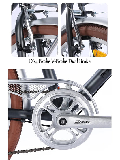 Bicycle with Variable Speed for Men and Women, Urban Commuting Bike, Cycling Bike, 7-Speed, Retro Style, 26 in