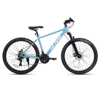HILAND 26 inch aluminum alloy mountain bike for men and women, 21 speed bike with mechanical disc brakes, front suspension fork