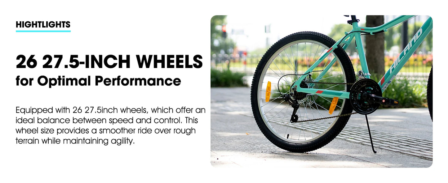 HILAND 26 27.5Inch Mountain Bike for Women Girl, 21 Speed with Suspension Fork, Aluminum Frame MTB, Adult Ladies Bike