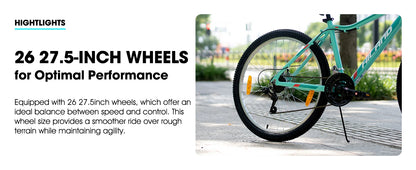 HILAND 26 27.5Inch Mountain Bike for Women Girl, 21 Speed with Suspension Fork, Aluminum Frame MTB, Adult Ladies Bike