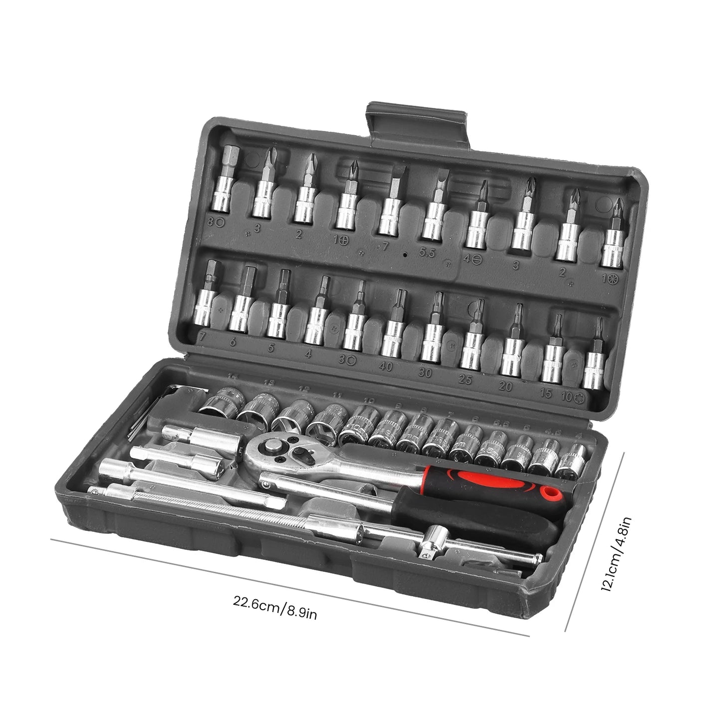 Motorsi 46Pcs Motorcycle Drive Ratchet Socket Wrench Spanner Screwdriver Set Bicycle Maintenance Tools For Bicycle & Auto Repair