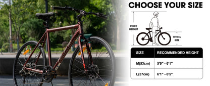 Hiland 700C Men's and Women's Road Bike, Lightweight Aluminum Frame, 7-Speed Dual Disc Brake Racing, 28-Inch Commuter Road Bike