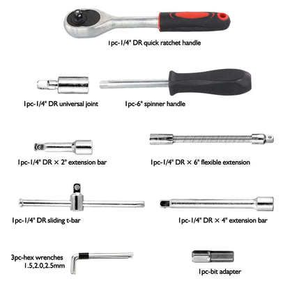 Motorsi 46Pcs Motorcycle Drive Ratchet Socket Wrench Spanner Screwdriver Set Bicycle Maintenance Tools For Bicycle & Auto Repair