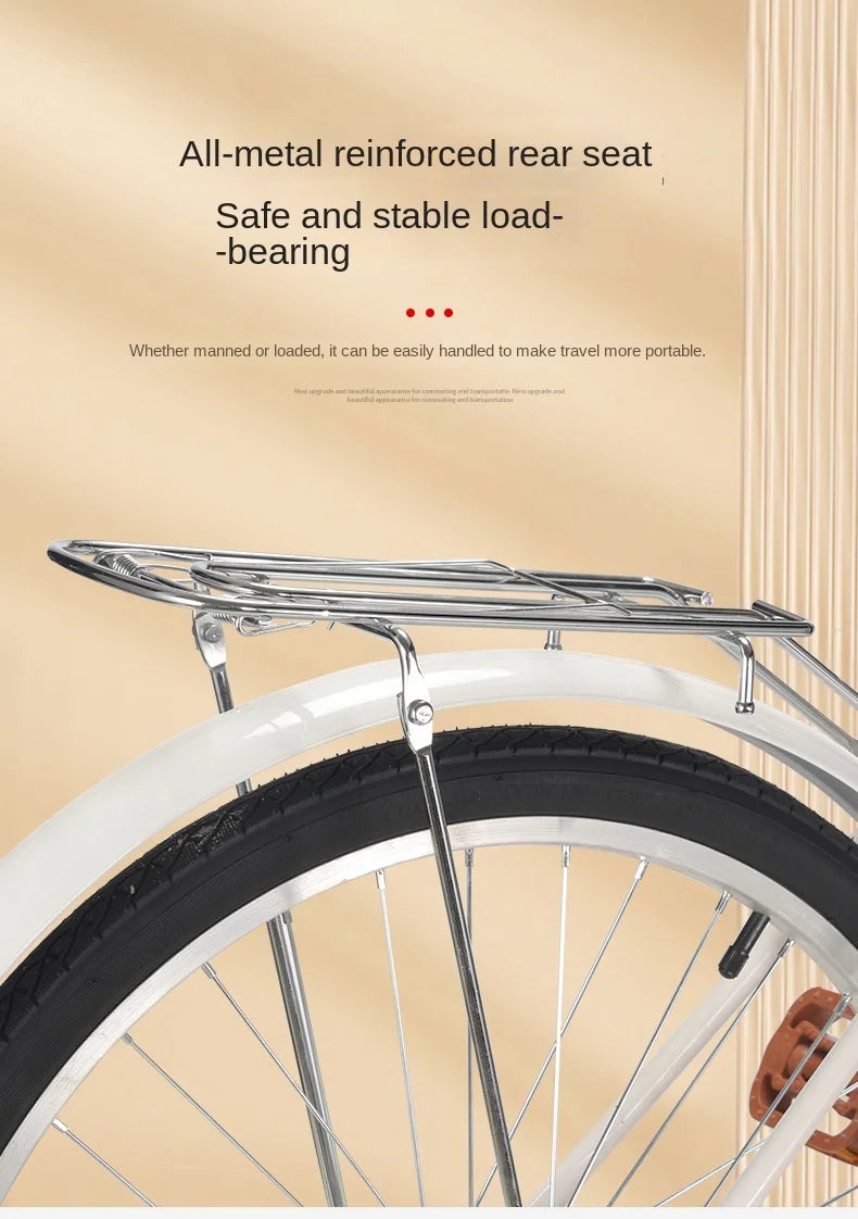 Cooya Adult Bike Women's Commuter Bike 26inch Lightweight Retro College Student Campus Bike Commuting Bike Inflatable Black Tire