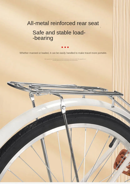 Cooya Adult Bike Women's Commuter Bike 26inch Lightweight Retro College Student Campus Bike Commuting Bike Inflatable Black Tire