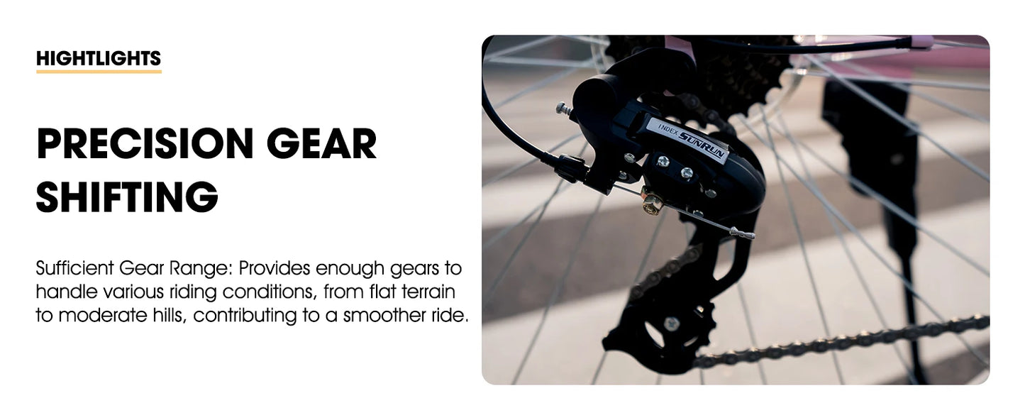 HILAND 26 inch Complete Beach Cruiser Bike for Adults, 7 Speed Step-Through Frame Womens Bicycle with Rear Rack, Retrospec Bike