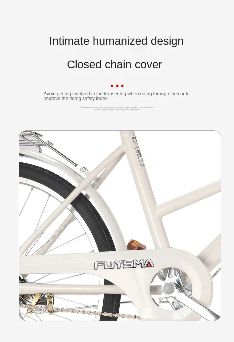 Cooya Adult Bike Women's Commuter Bike 26inch Lightweight Retro College Student Campus Bike Commuting Bike Inflatable Black Tire