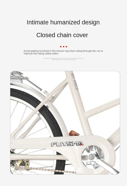 Cooya Adult Bike Women's Commuter Bike 26inch Lightweight Retro College Student Campus Bike Commuting Bike Inflatable Black Tire