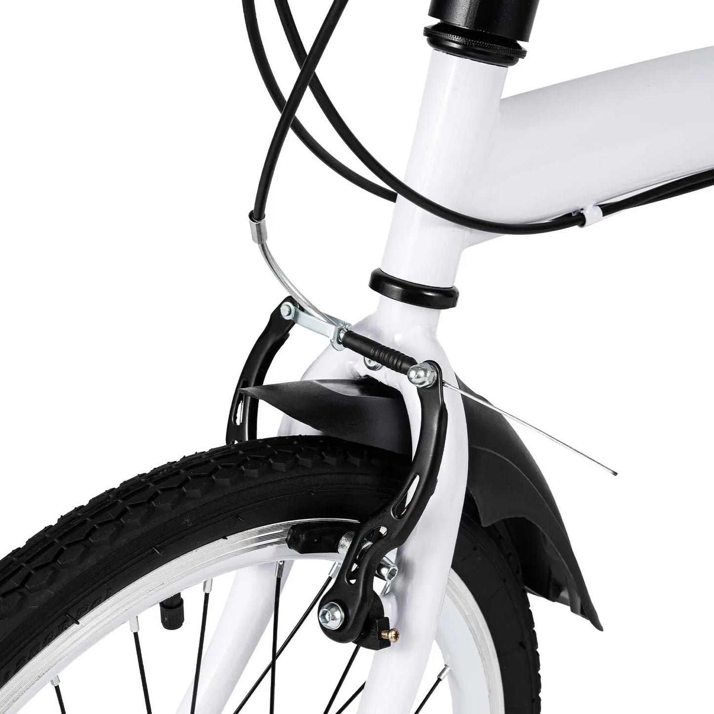 White Folding Bike Foldable City Bike Adult 20 Commute Bicycle 6Speed Gears