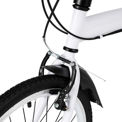 White Folding Bike Foldable City Bike Adult 20 Commute Bicycle 6Speed Gears