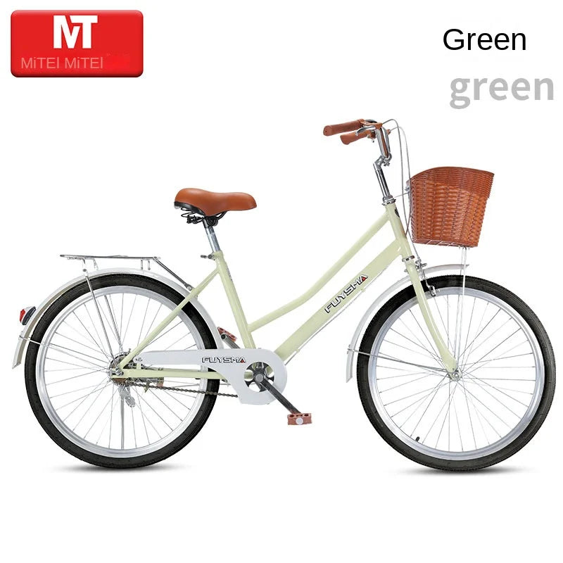 Cooya Adult Bike Women's Commuter Bike 26inch Lightweight Retro College Student Campus Bike Commuting Bike Inflatable Black Tire