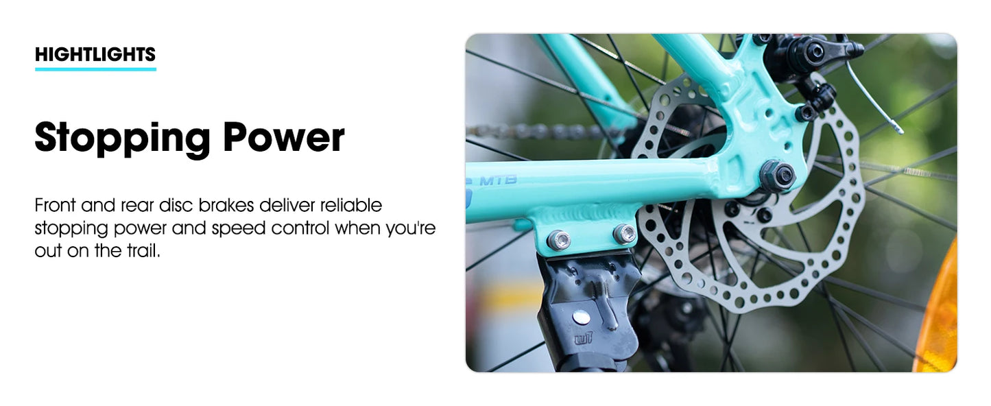 HILAND 26 inch aluminum alloy mountain bike for men and women, 21 speed bike with mechanical disc brakes, front suspension fork