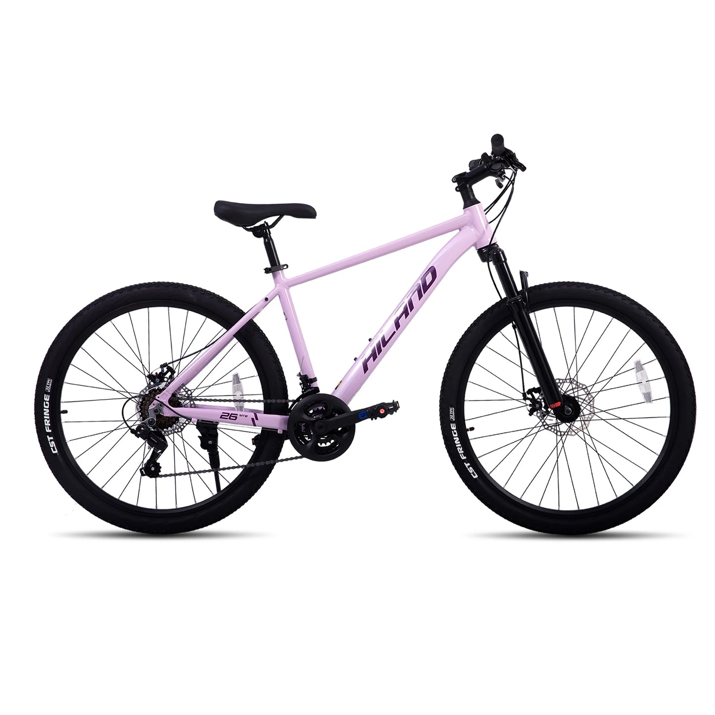 HILAND 26 inch aluminum alloy mountain bike for men and women, 21 speed bike with mechanical disc brakes, front suspension fork