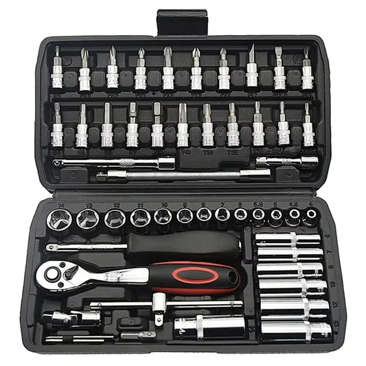 vxx For Good 53/46 Piece 1/4-Inch Mechanics Tool Kit With Quick-Release Ratchet Screwdriver Kit Extension  Manual Use On Automob