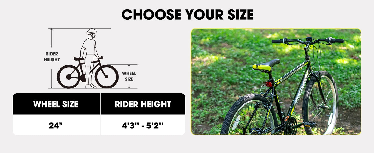 Hiland 24 26 inch Mountain Bike for Men Women, 21 Speeds High-Carbon Steel Frame, Sport Cycling MTB Bicycle for Adult