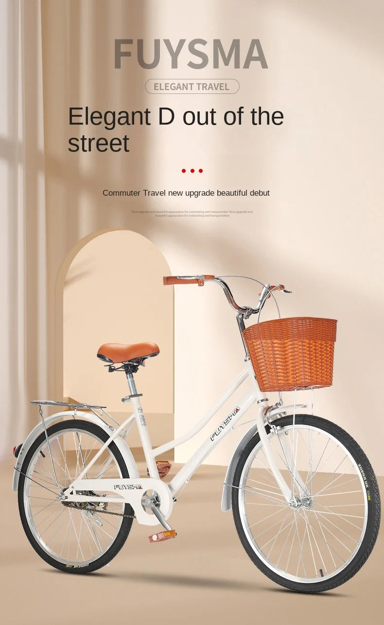 Cooya Adult Bike Women's Commuter Bike 26inch Lightweight Retro College Student Campus Bike Commuting Bike Inflatable Black Tire