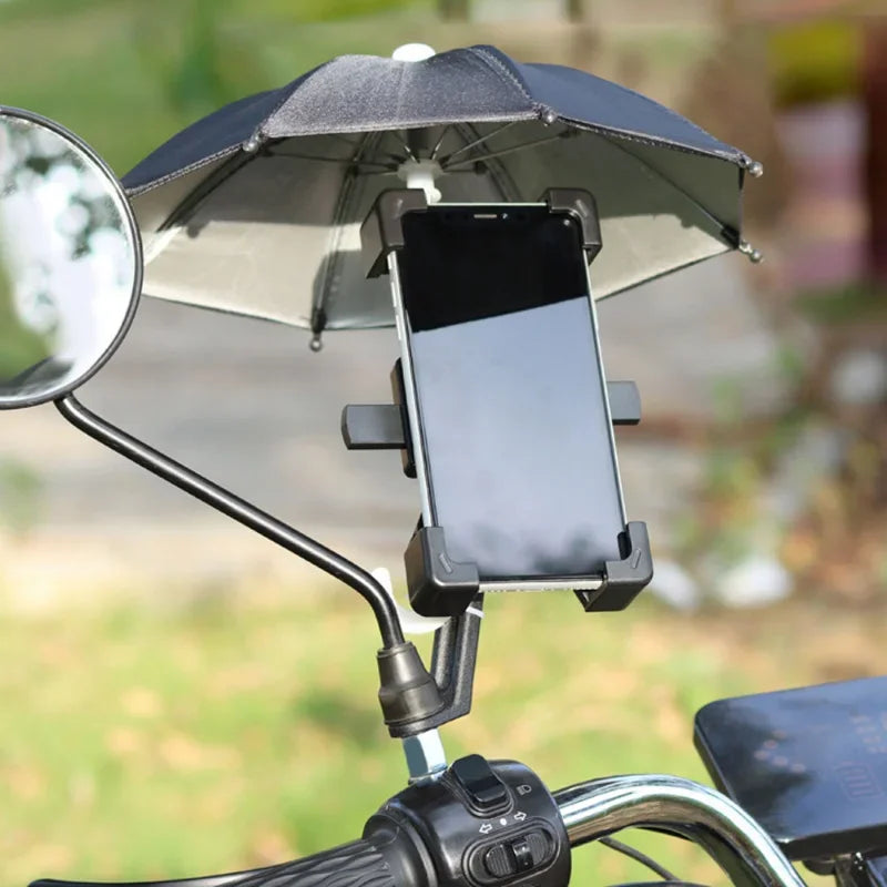 Mini Umbrella Sunshade Phone Holder Motor Bike Handlebar Rain Resistant Waterproof Motorcycle Rider Rain Resistant Universal