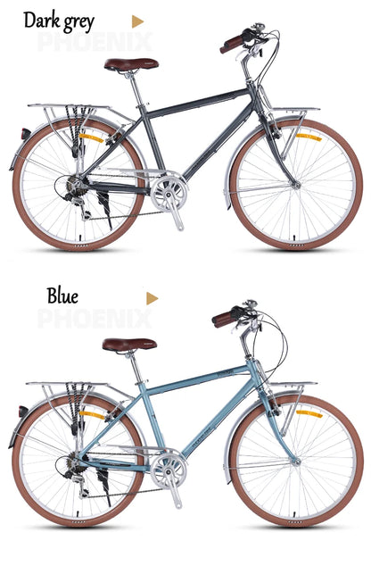 Bicycle with Variable Speed for Men and Women, Urban Commuting Bike, Cycling Bike, 7-Speed, Retro Style, 26 in