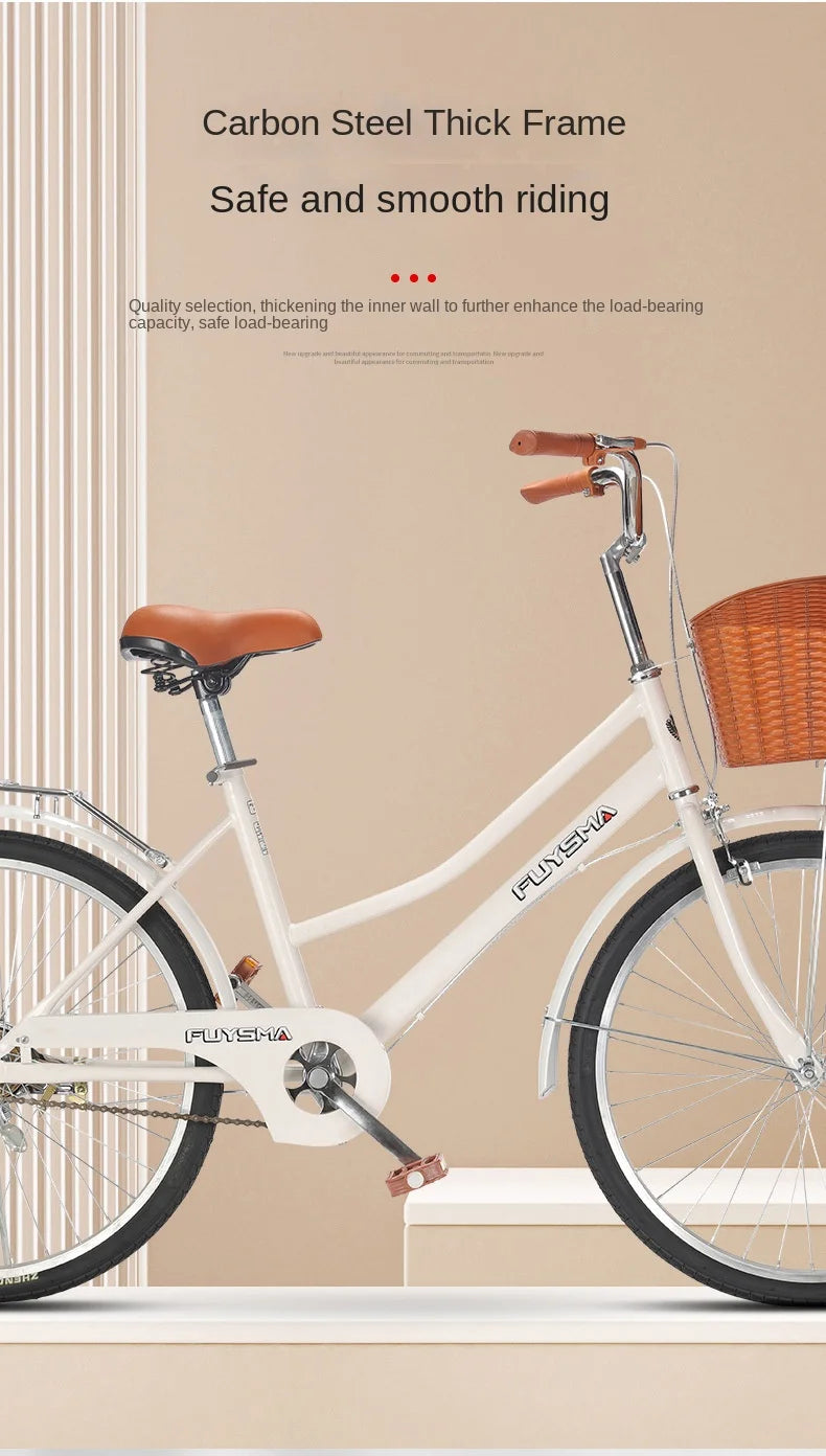 Cooya Adult Bike Women's Commuter Bike 26inch Lightweight Retro College Student Campus Bike Commuting Bike Inflatable Black Tire