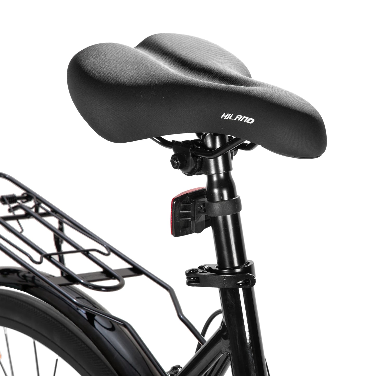 HILAND Cityrad 700C Herren Damen Student Aluminiumlegierung Pendler Stadtfahrrad, 7-Gang, mit Schutzblechen, Gepäckträger